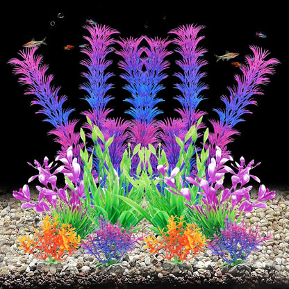 Artificial Fish Tank Plants, Plastic Aquarium Decorations, Green Accessories, 10pcs