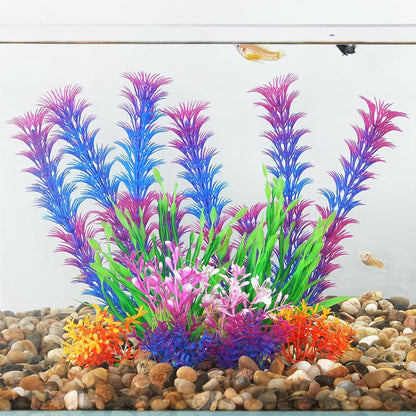 Artificial Fish Tank Plants, Plastic Aquarium Decorations, Green Accessories, 10pcs