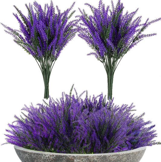 8 PCS Artificial Lavender Flowers - Faux Lavender Plants Outdoor | Purple Flowers Artificial, Fake Plastic Stems for Home, Room, Window, Wedding, Garden, Vase, Table Centerpieces, Indoor Decor