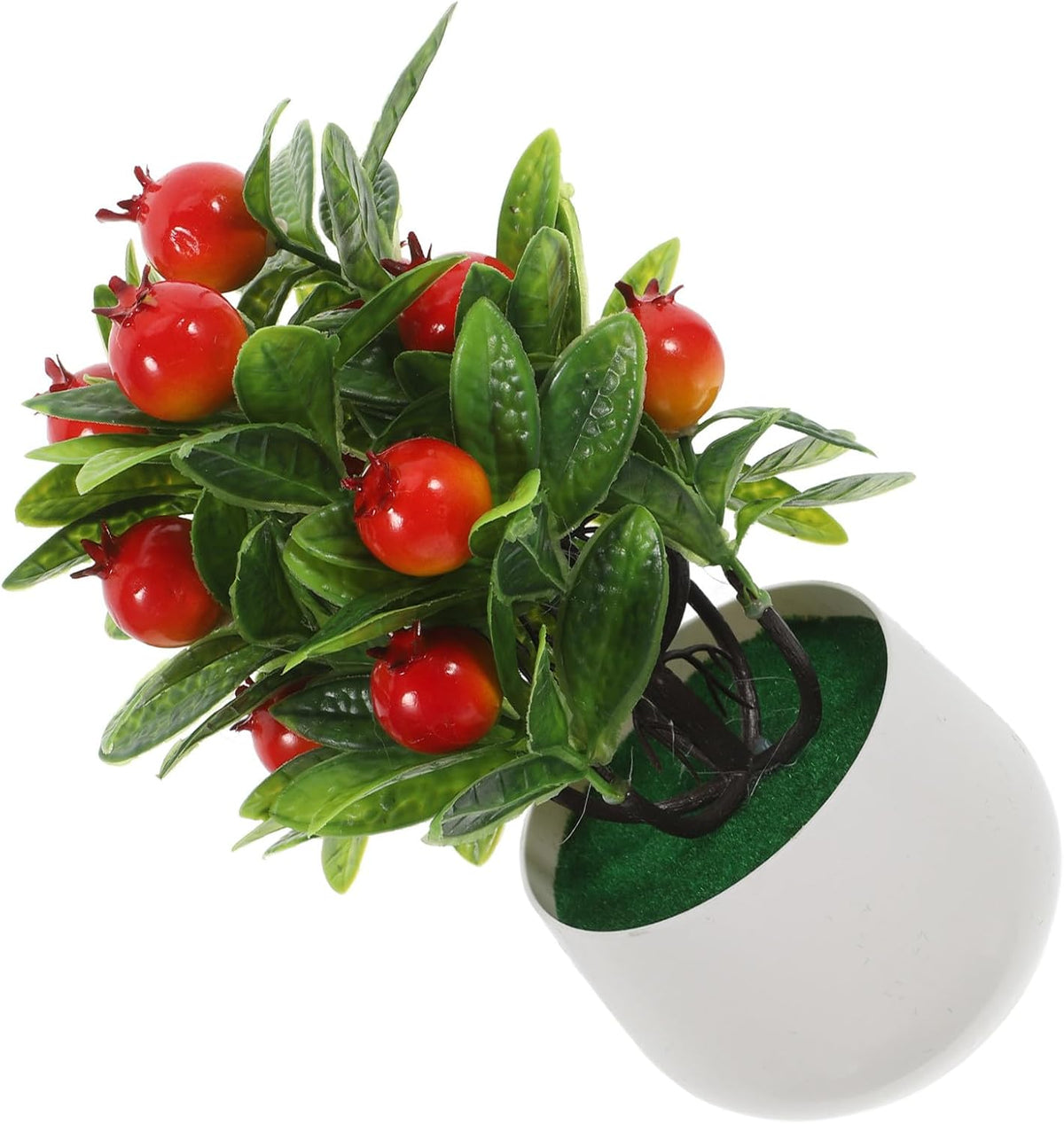 Mini Potted Artificial Pomegranate Tree with Pot, Faux Fruit Xmas