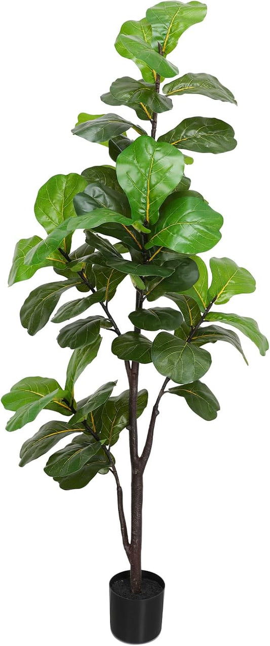 6ft Fiddle Leaf Fig Tree Artificial Plant in Pot for Indoor Home Decor