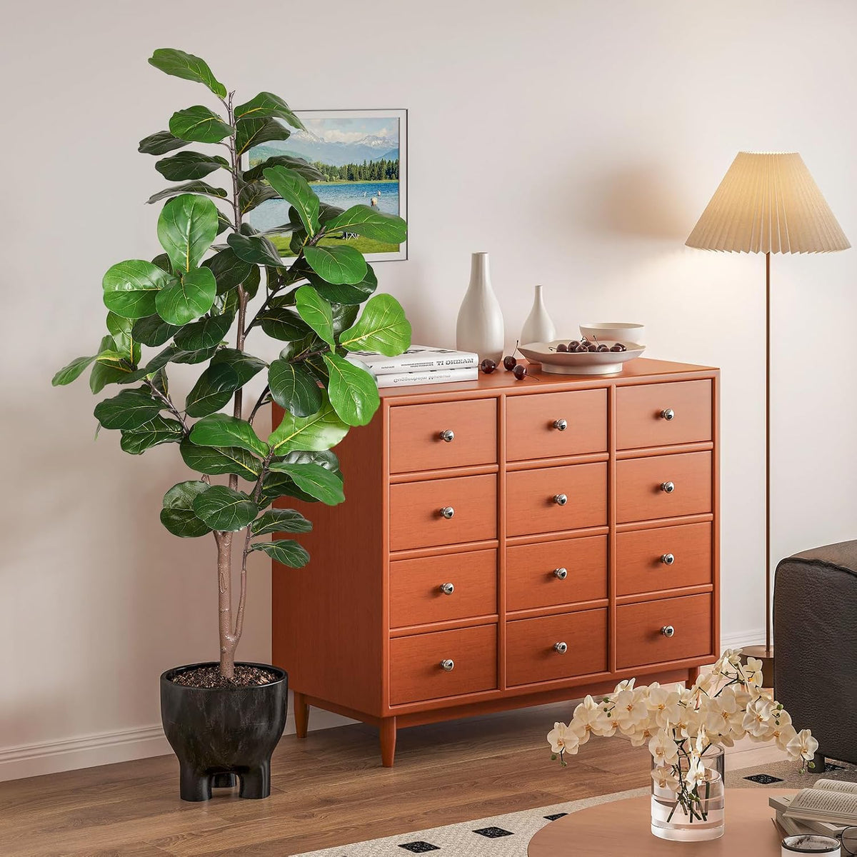 6ft Fiddle Leaf Fig Tree Artificial Plant in Pot for Indoor Home Decor
