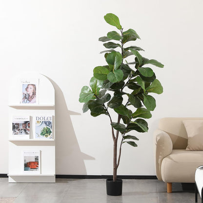 6ft Fiddle Leaf Fig Tree Artificial Plant in Pot for Indoor Home Decor