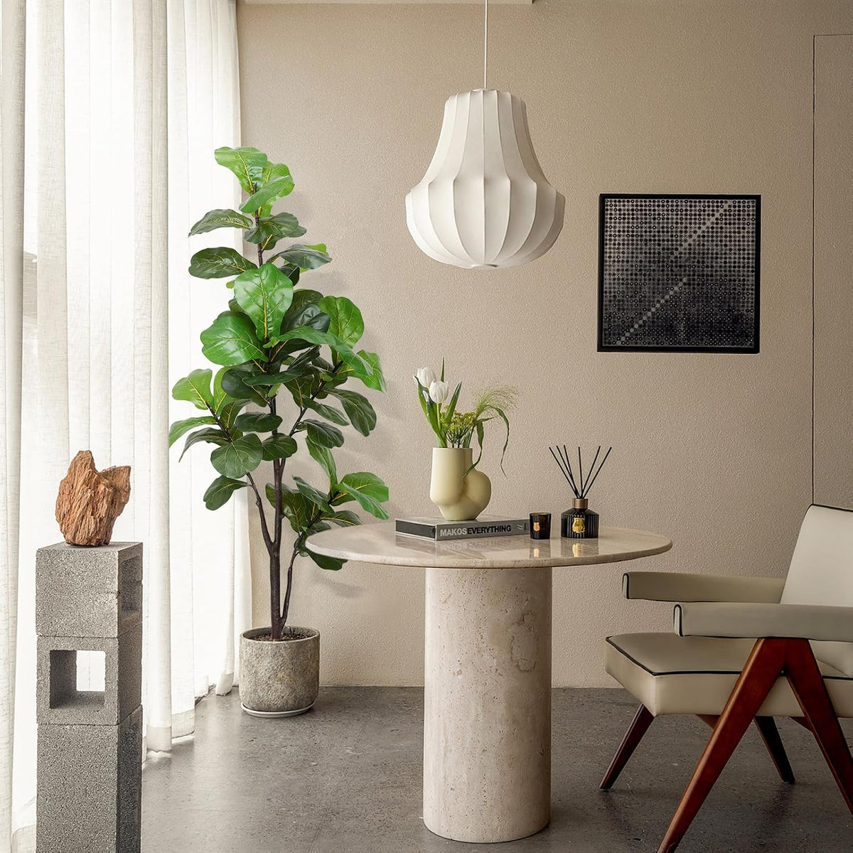 6ft Fiddle Leaf Fig Tree Artificial Plant in Pot for Indoor Home Decor