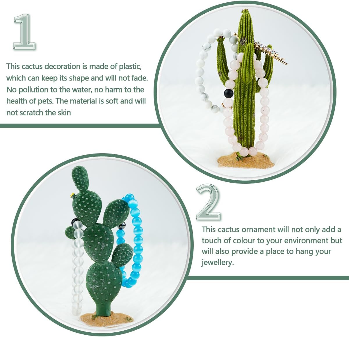 2Pcs Reptile Cactus Plants Terrarium Decoration Faux Reptile Terrarium Cactus Plant Landscape Decoration for Turtle Lizard