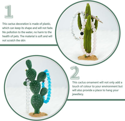 2Pcs Reptile Cactus Plants Terrarium Decoration Faux Reptile Terrarium Cactus Plant Landscape Decoration for Turtle Lizard