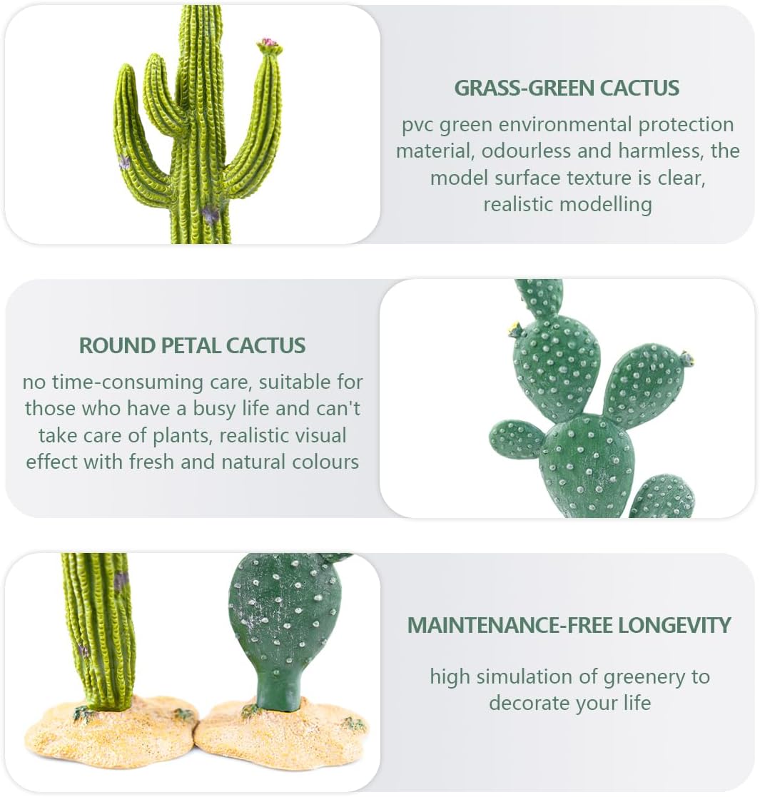 2Pcs Reptile Cactus Plants Terrarium Decoration Faux Reptile Terrarium Cactus Plant Landscape Decoration for Turtle Lizard