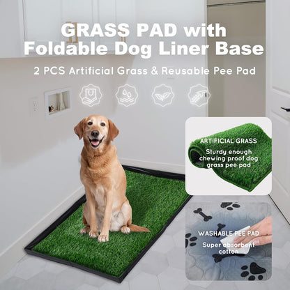 Grass Pee Pads for Dogs Potty with Foldable Dog Litter Box
