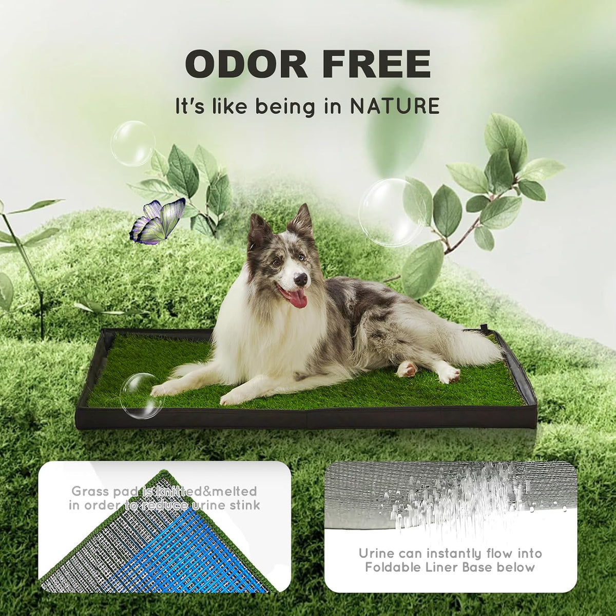 Grass Pee Pads for Dogs Potty with Foldable Dog Litter Box