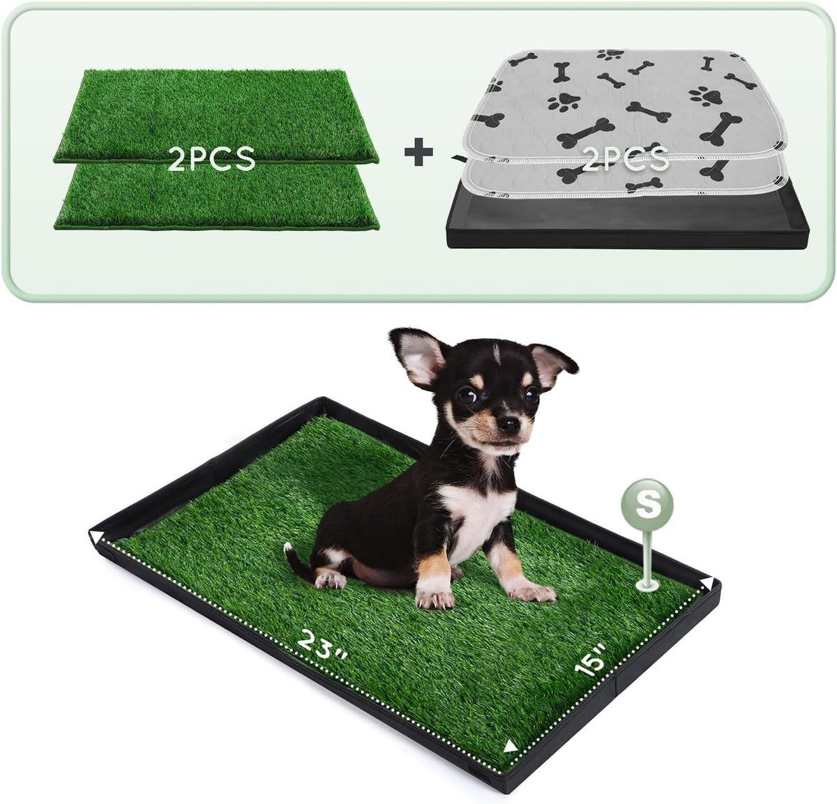 Grass Pee Pads for Dogs Potty with Foldable Dog Litter Box