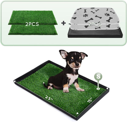 Grass Pee Pads for Dogs Potty with Foldable Dog Litter Box