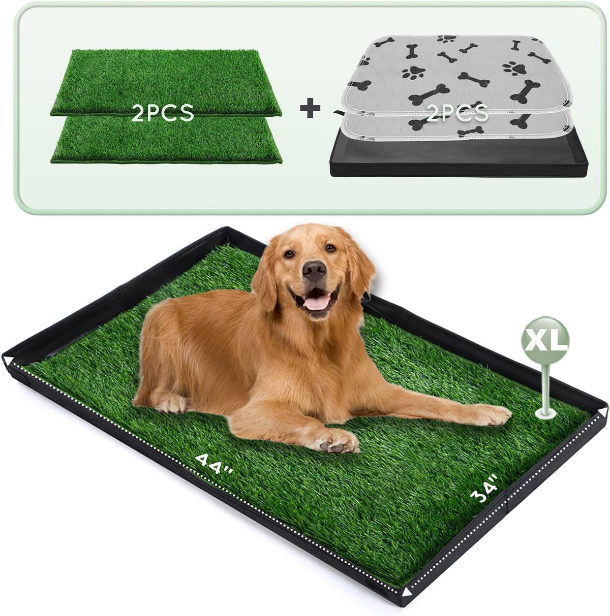 Grass Pee Pads for Dogs Potty with Foldable Dog Litter Box