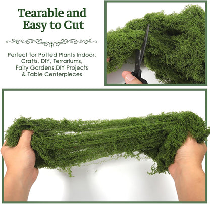 Fake Moss for Potted Plants Indoor, 7oz Artificial Turf Grass for Crafts, Fairy Gardens, Dioramas, Terrariums, Dollhouses, Model, Miniature, Centerpieces, Party Table Decorations(Dark Green)