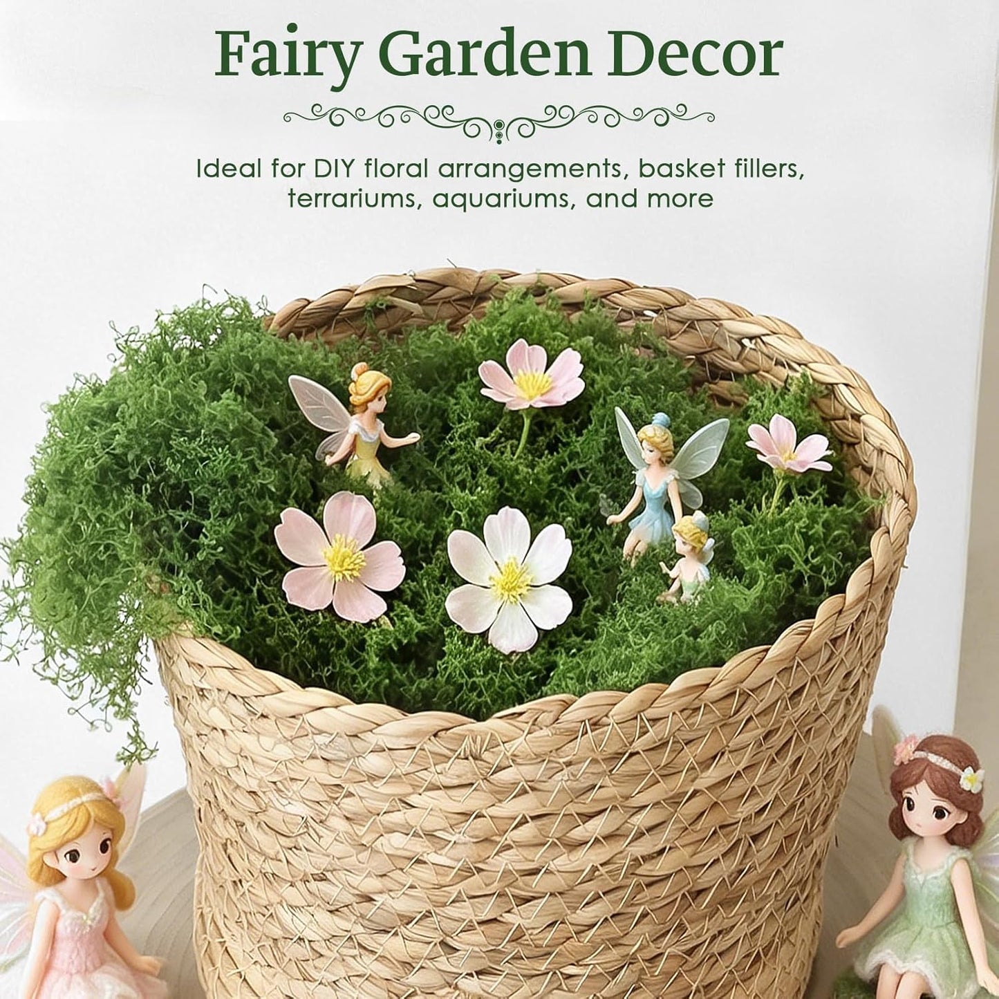 Fake Moss for Potted Plants Indoor, 7oz Artificial Turf Grass for Crafts, Fairy Gardens, Dioramas, Terrariums, Dollhouses, Model, Miniature, Centerpieces, Party Table Decorations(Dark Green)