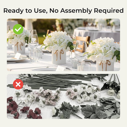 10PCS Flower Centerpieces for Tables, Blue Hydrangeas and Roses | with Metal Vase, Ready-to-Use, Flower Table Centerpieces for Wedding, Baby Shower, Reception Party Table Decor