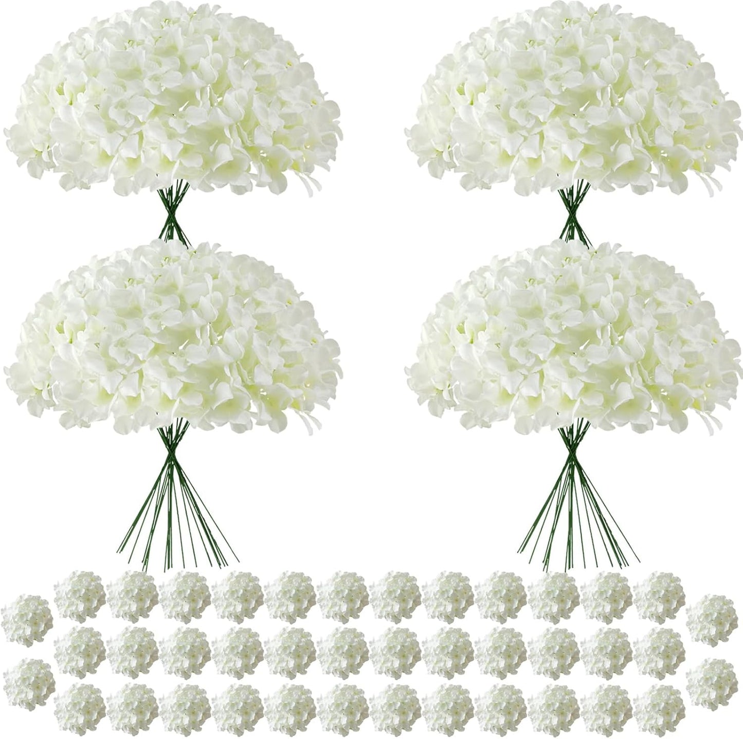 65Pcs Blue Hydrangea Artificial Flowers Bulk，Realistic Silk Fake Flowers with Stems，Faux Hydrangea Flowers for Wedding Home Decor Centerpieces Living Room Garden Party Baby Shower Decoration