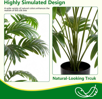5ft Artificial Palm Tree Indoor, Large Fake Tropical Areca Palm with 13 Trunks, Tall Faux Floor Plants for Indoor Living Rooms Offices Bedroom Home Decor