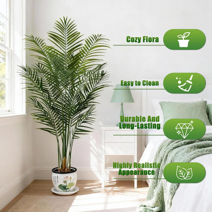 5ft Artificial Palm Tree Indoor, Large Fake Tropical Areca Palm with 13 Trunks, Tall Faux Floor Plants for Indoor Living Rooms Offices Bedroom Home Decor