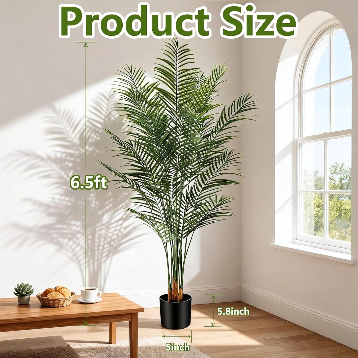 5ft Artificial Palm Tree Indoor, Large Fake Tropical Areca Palm with 13 Trunks, Tall Faux Floor Plants for Indoor Living Rooms Offices Bedroom Home Decor