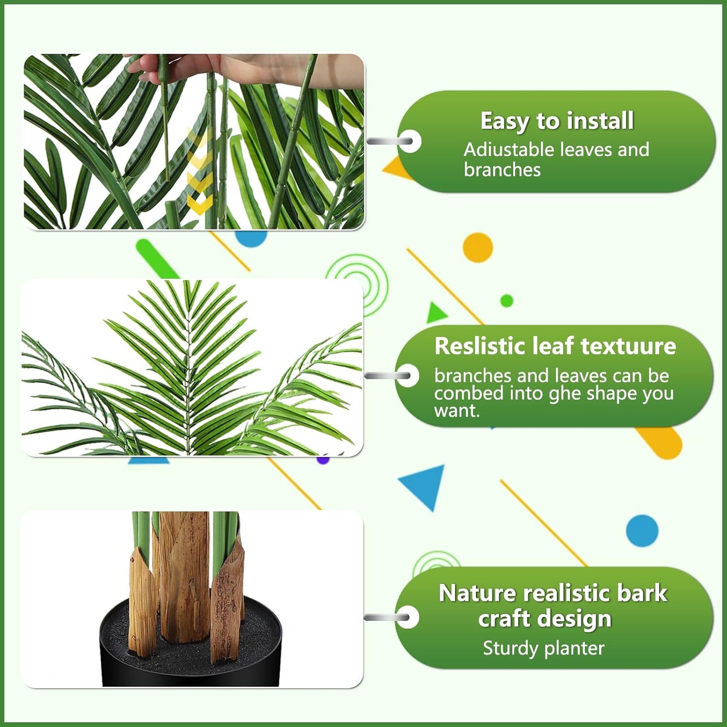 5ft Artificial Palm Tree Indoor, Large Fake Tropical Areca Palm with 13 Trunks, Tall Faux Floor Plants for Indoor Living Rooms Offices Bedroom Home Decor