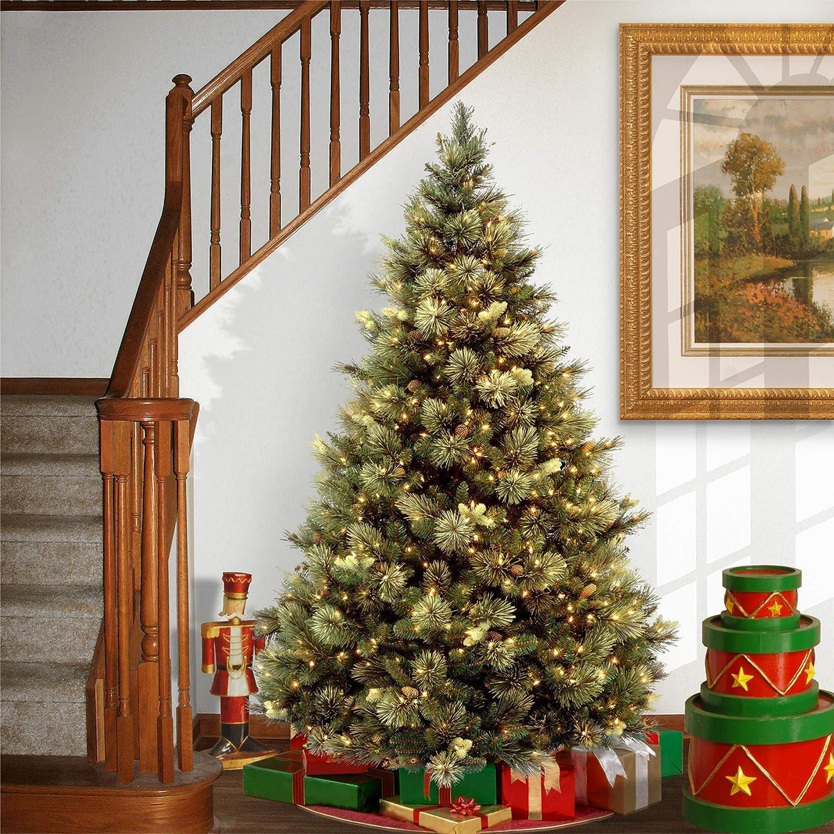 6.5ft Pre-Lit Carolina Pine Artificial Christmas Tree
