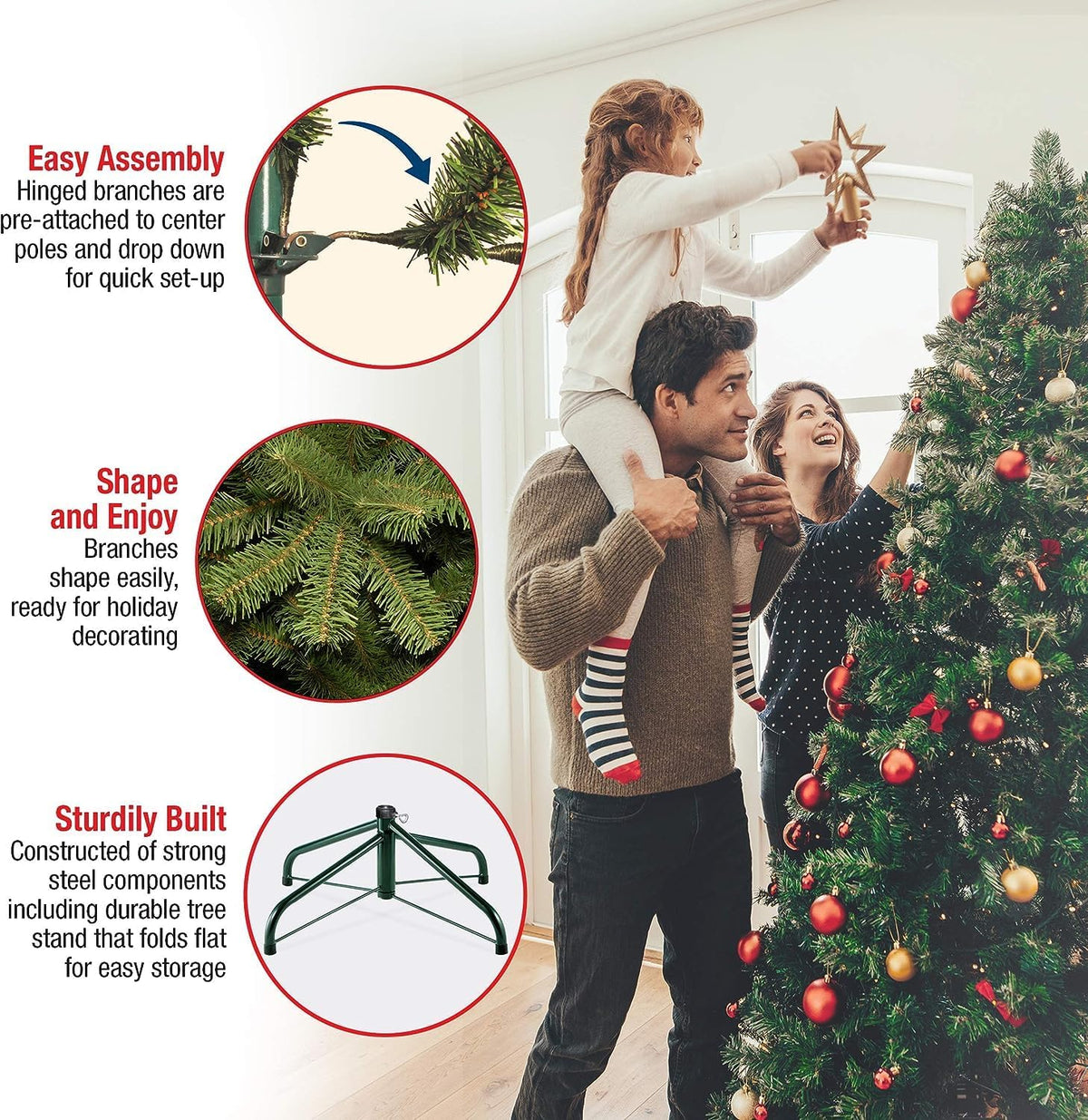 6.5ft Pre-Lit Carolina Pine Artificial Christmas Tree
