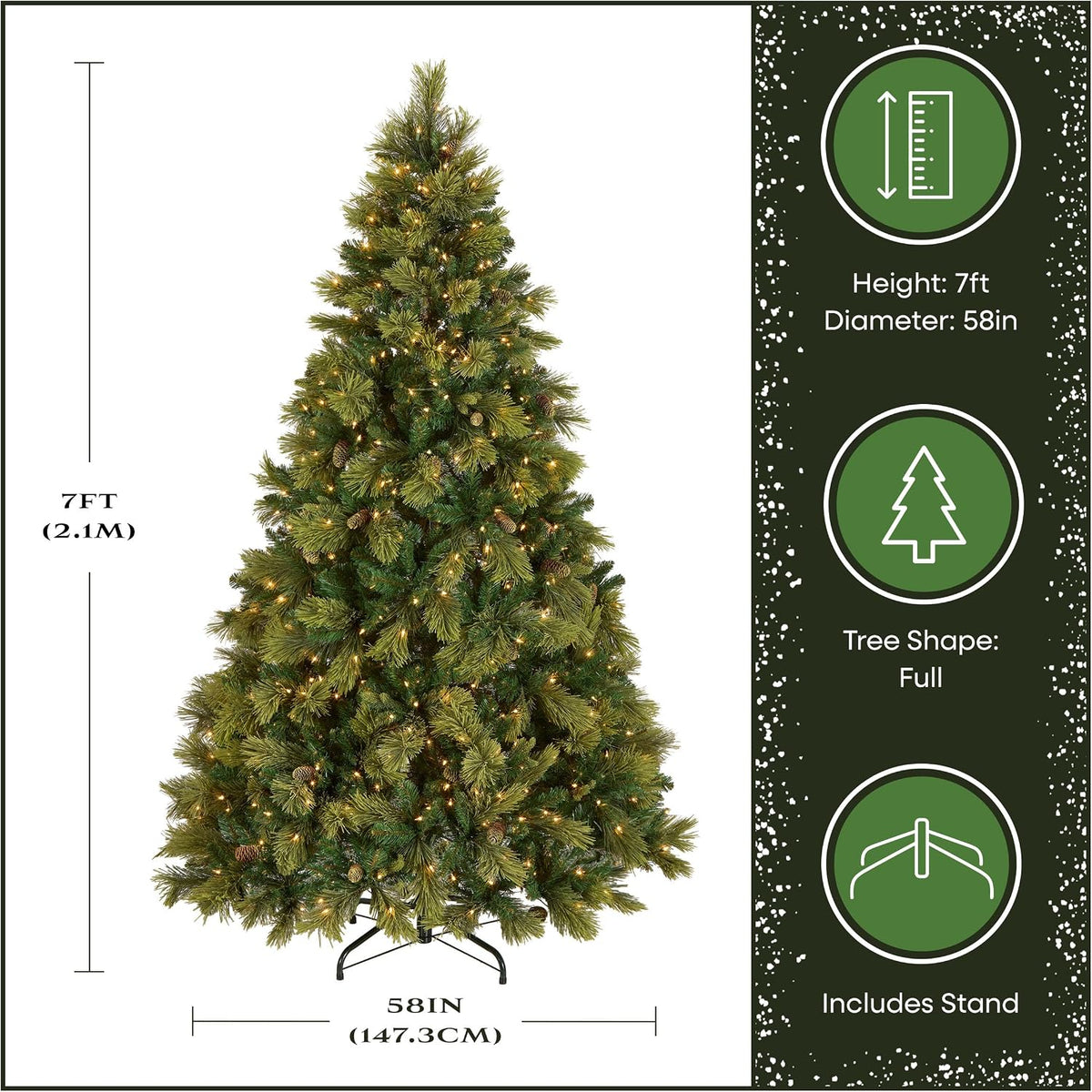6.5ft Pre-Lit Carolina Pine Artificial Christmas Tree