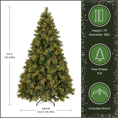 6.5ft Pre-Lit Carolina Pine Artificial Christmas Tree