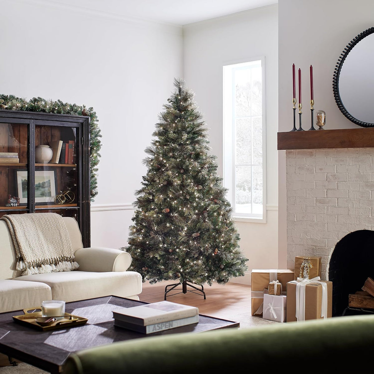 6.5ft Pre-Lit Carolina Pine Artificial Christmas Tree