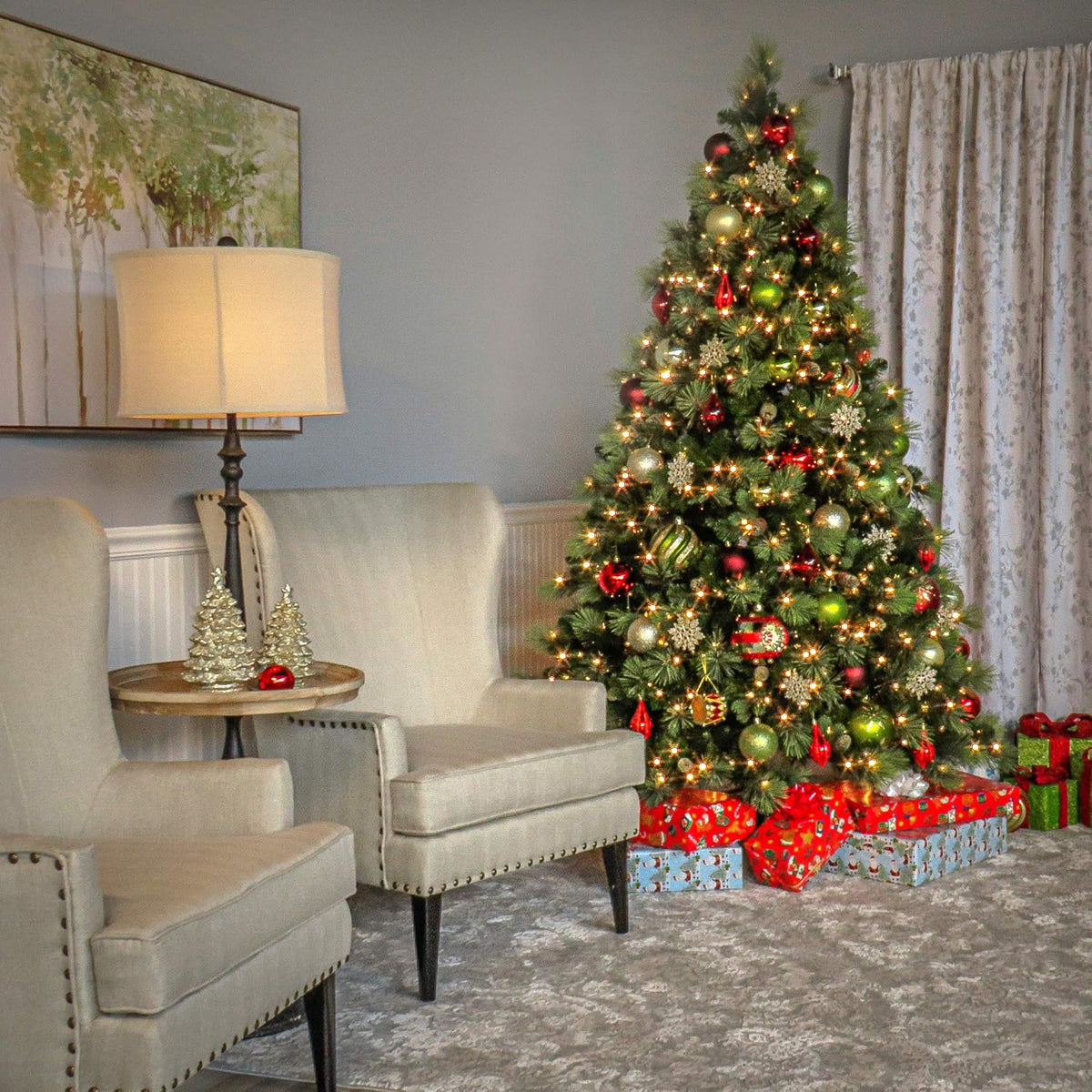 6.5ft Pre-Lit Carolina Pine Artificial Christmas Tree