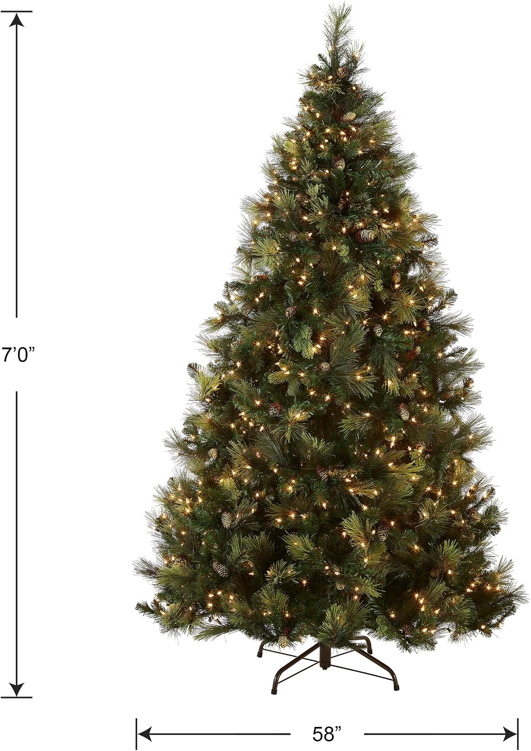 6.5ft Pre-Lit Carolina Pine Artificial Christmas Tree