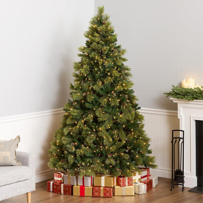 6.5ft Pre-Lit Carolina Pine Artificial Christmas Tree