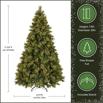 6.5ft Pre-Lit Carolina Pine Artificial Christmas Tree