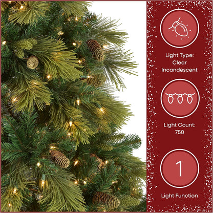 6.5ft Pre-Lit Carolina Pine Artificial Christmas Tree