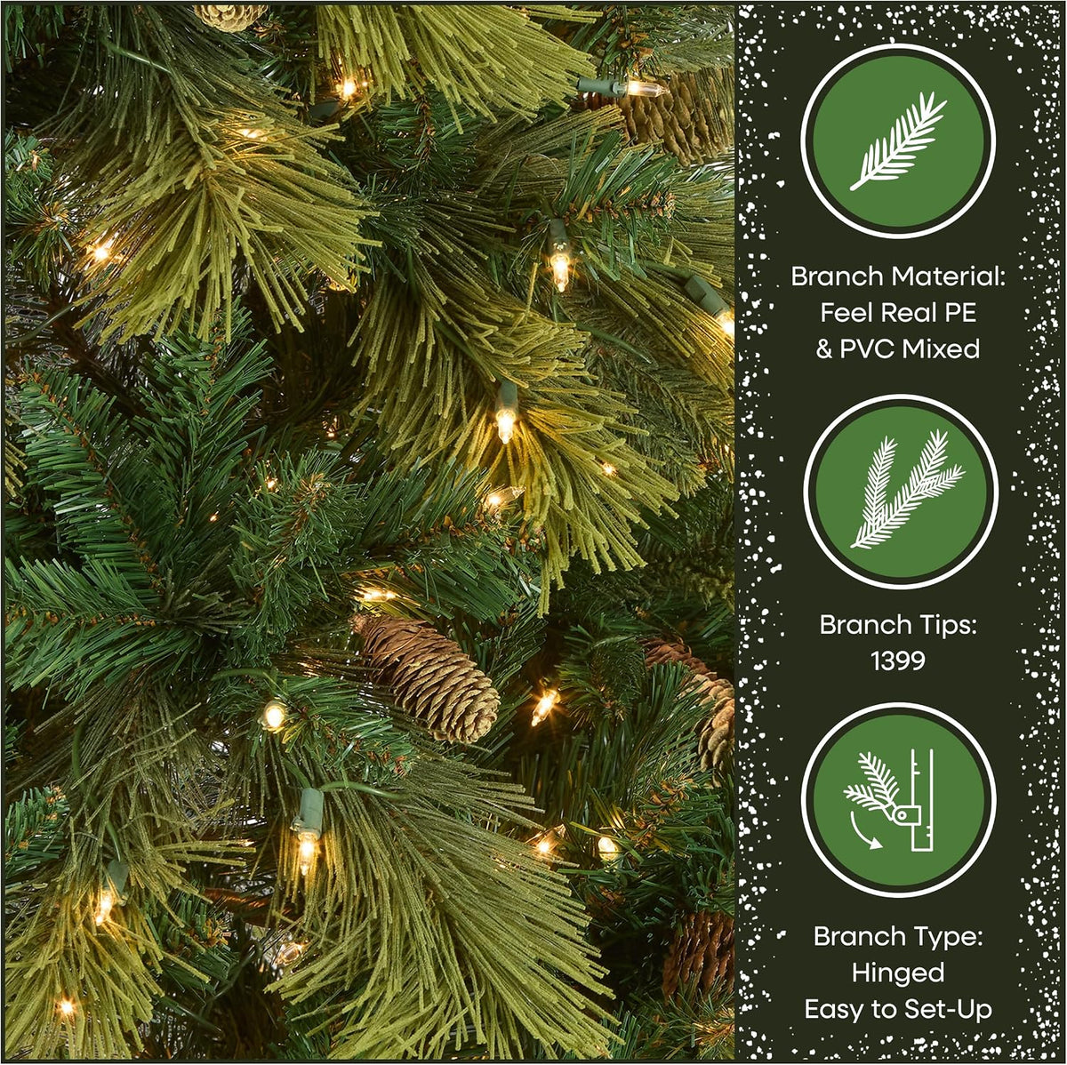 6.5ft Pre-Lit Carolina Pine Artificial Christmas Tree