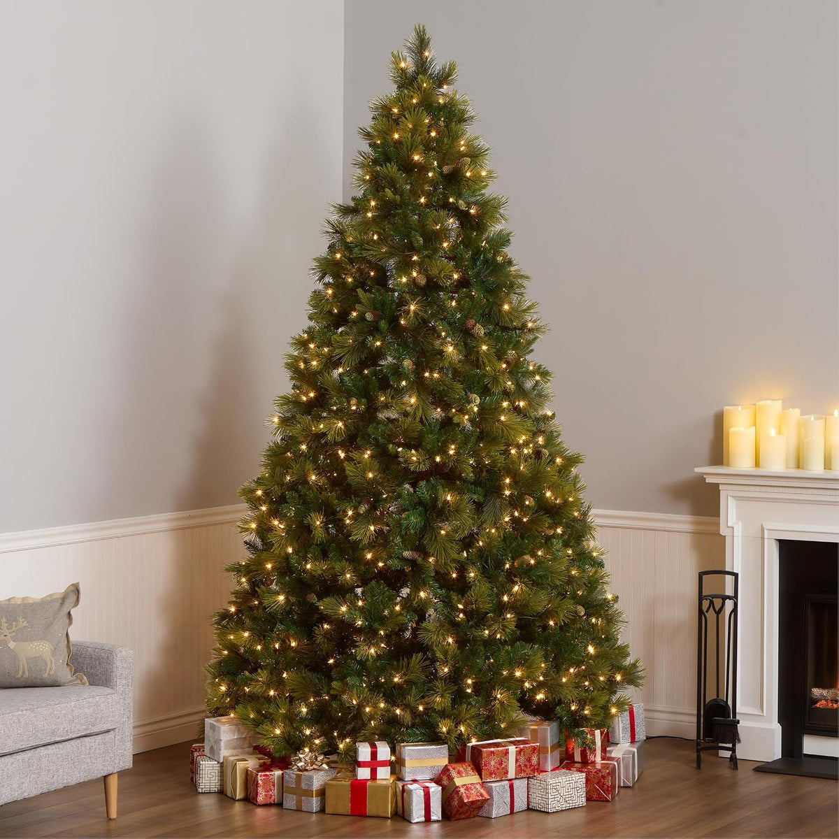 6.5ft Pre-Lit Carolina Pine Artificial Christmas Tree