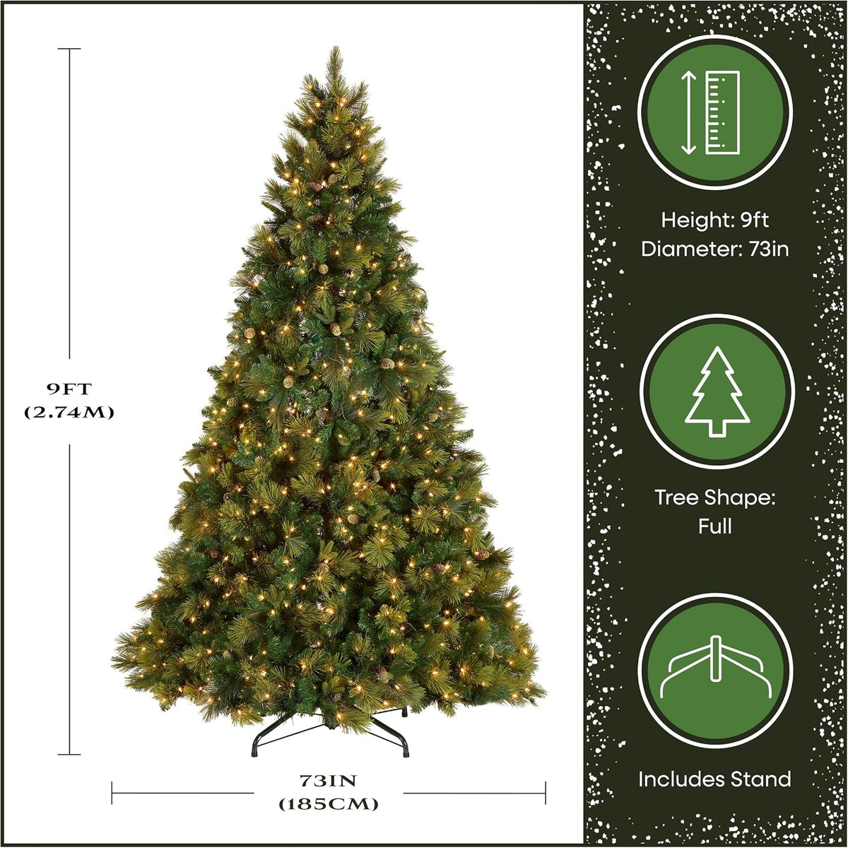 6.5ft Pre-Lit Carolina Pine Artificial Christmas Tree