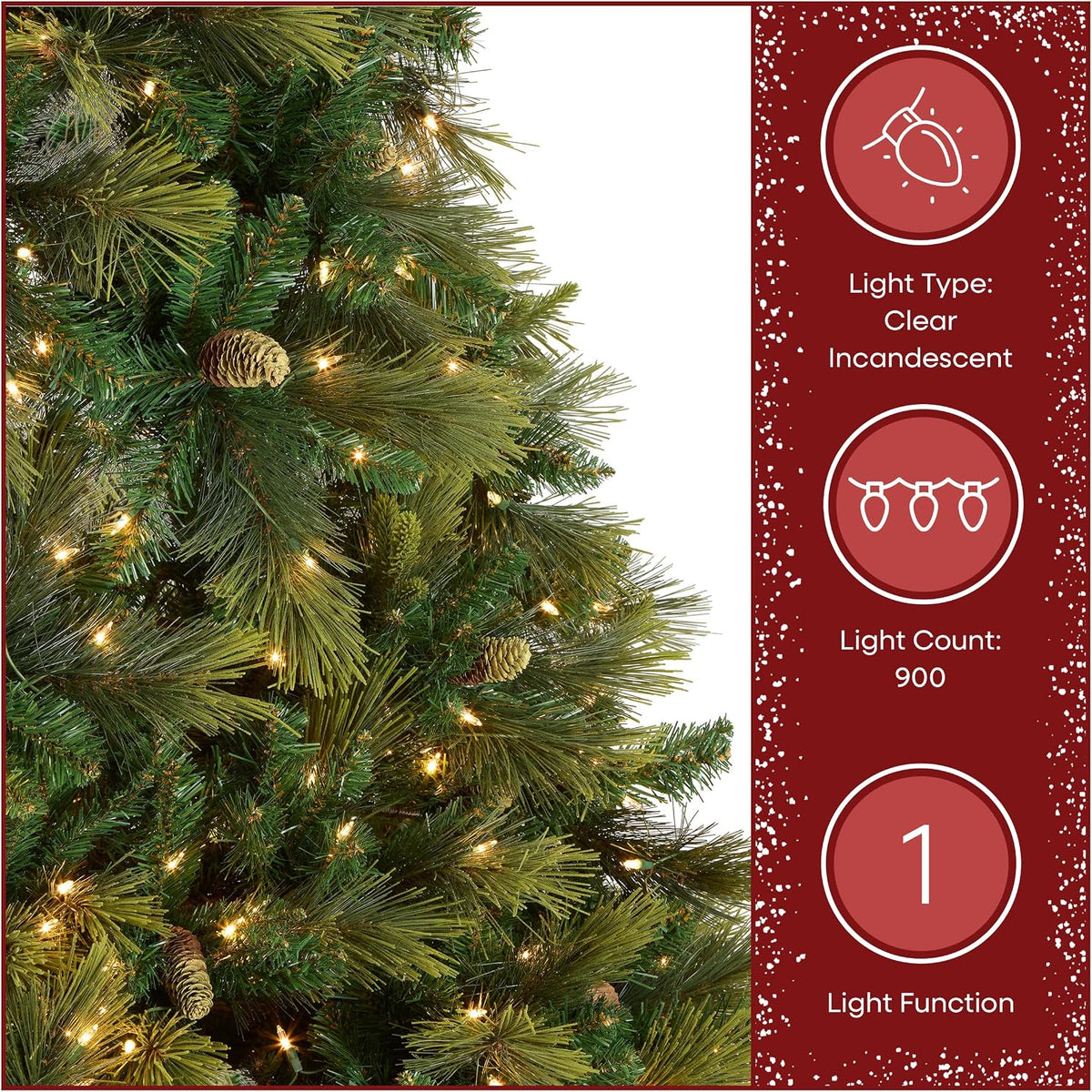 6.5ft Pre-Lit Carolina Pine Artificial Christmas Tree