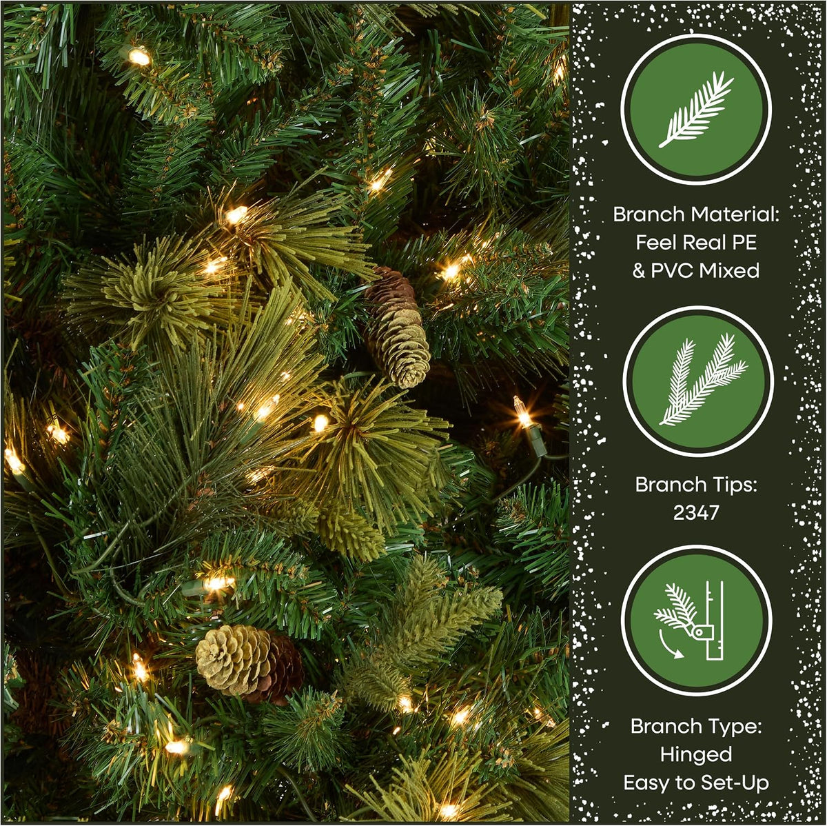 6.5ft Pre-Lit Carolina Pine Artificial Christmas Tree