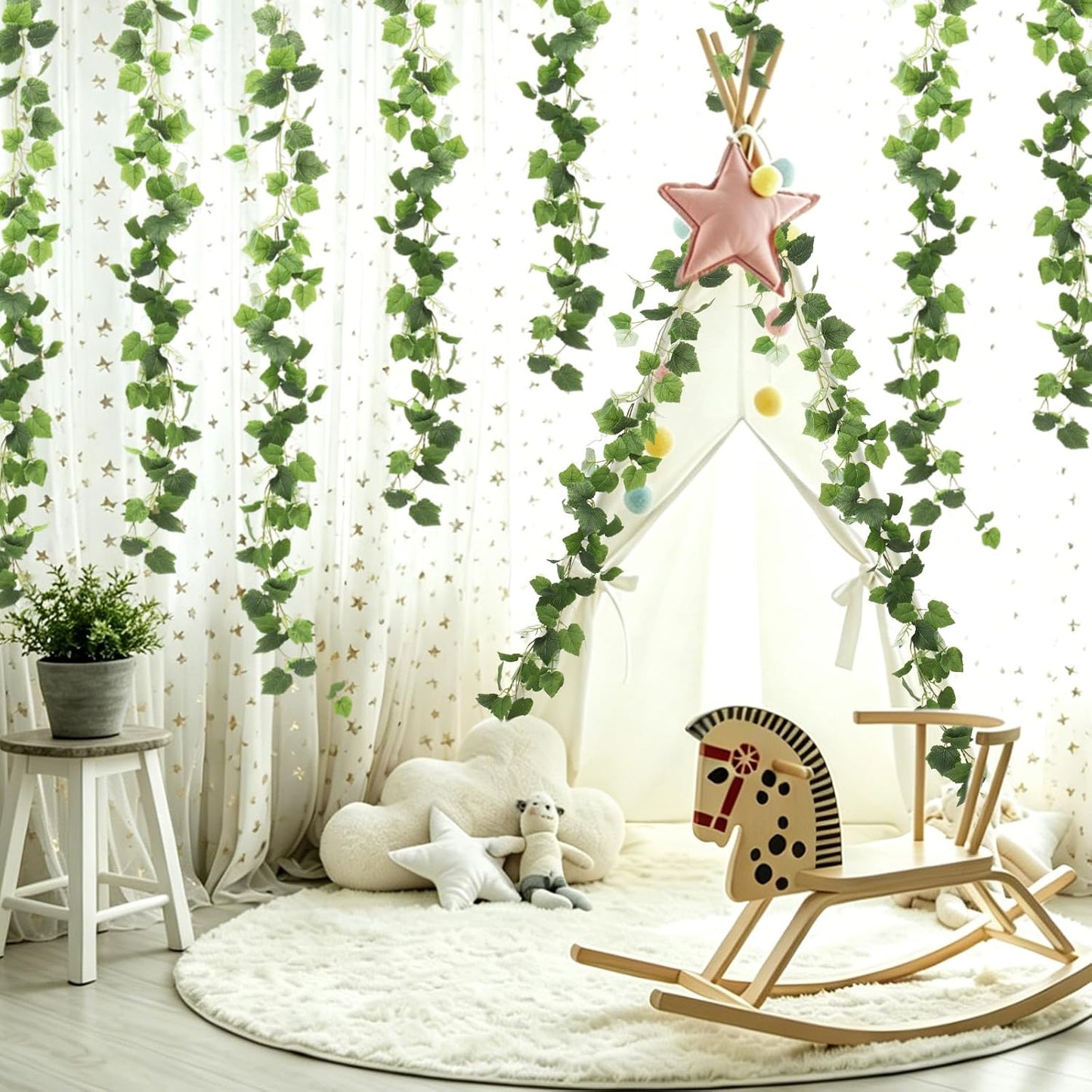 3 Strands Artificial Ivy Vines 6.3Ft Green Ivy Garland Faux Hanging Plants Greenery Decoration Artificial Vines for Summer Indoor Home Wall Wedding Graduation Party Room Decor(Green)