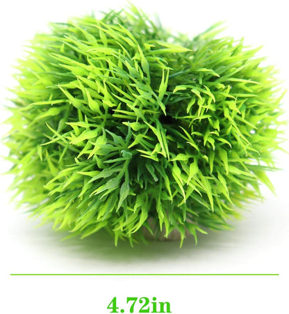4 Pack Aquarium Plastic Plants Grass Ball, Artificial Marimo Balls Green Water Plants Fish Tank Decorations