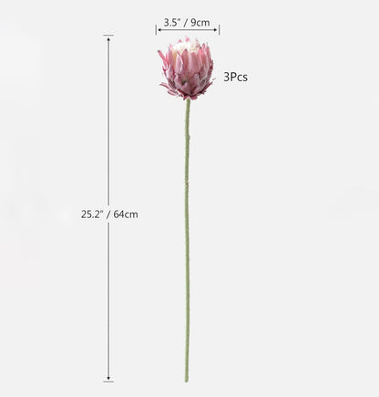 3Pcs Artificial King Protea Flower 25 Inch Fake Protea Cynaroides Bouquet Tropical Flowers Real Touch Plants Floral Tree for Wedding Table Centerpiece Decor (Pink2 Flower)