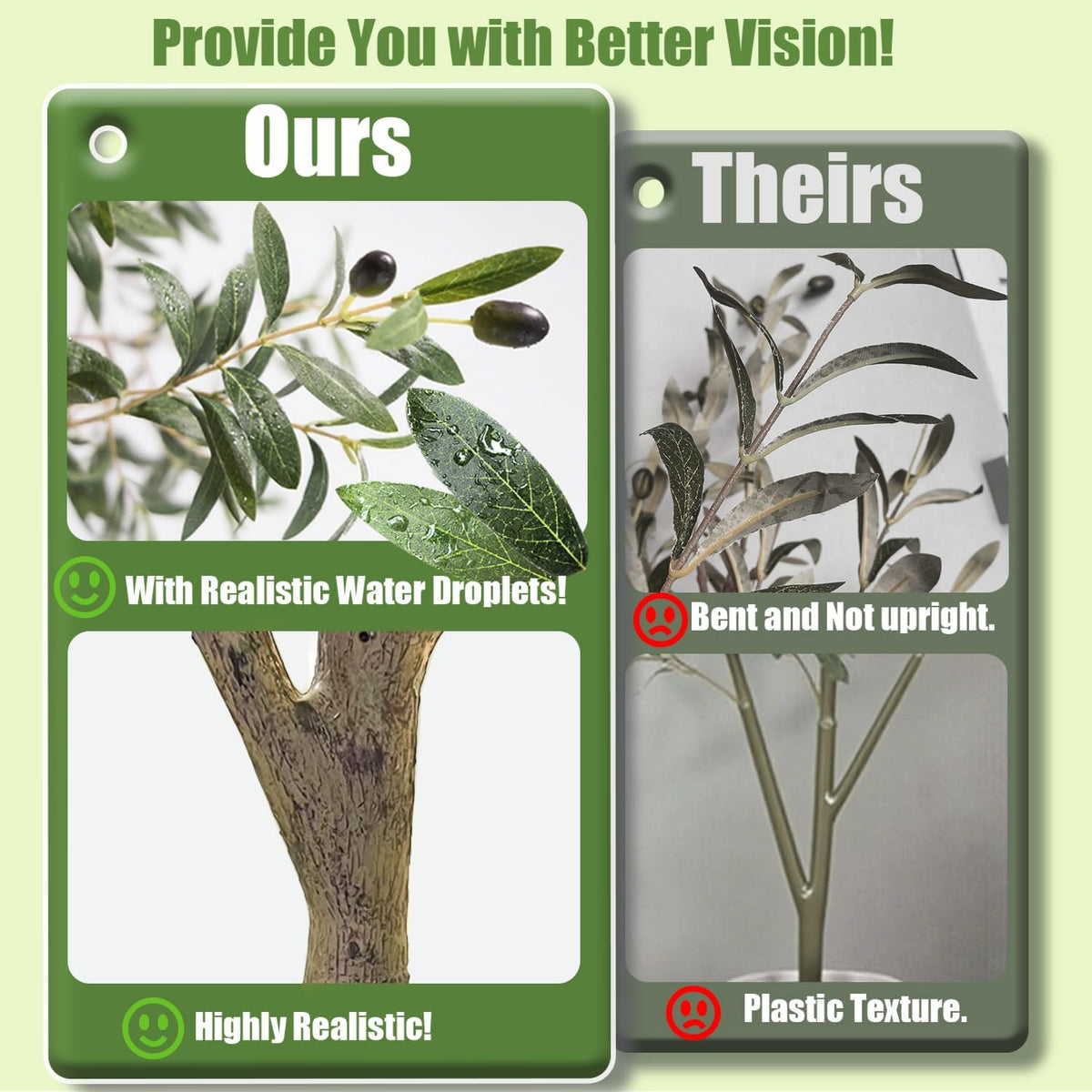 Artificial Olive Tree with Water Droplets: 4ft Potted Realistic Fake Plant Trees with Fruits for Indoor Home Room Office Balcony Decor