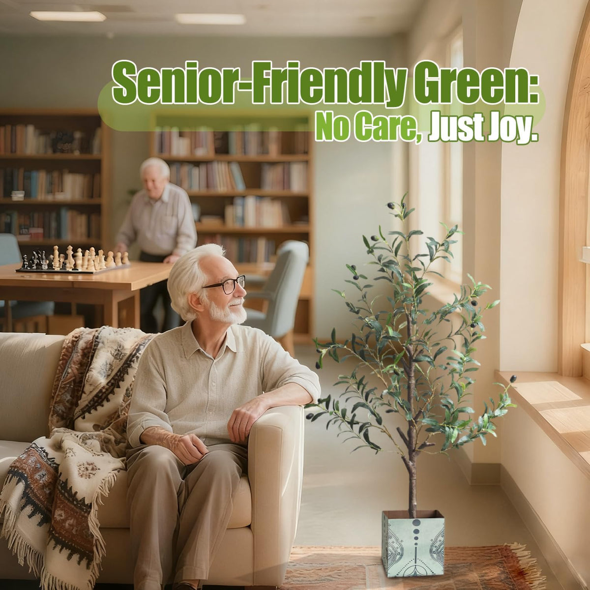 Artificial Olive Tree with Water Droplets: 4ft Potted Realistic Fake Plant Trees with Fruits for Indoor Home Room Office Balcony Decor