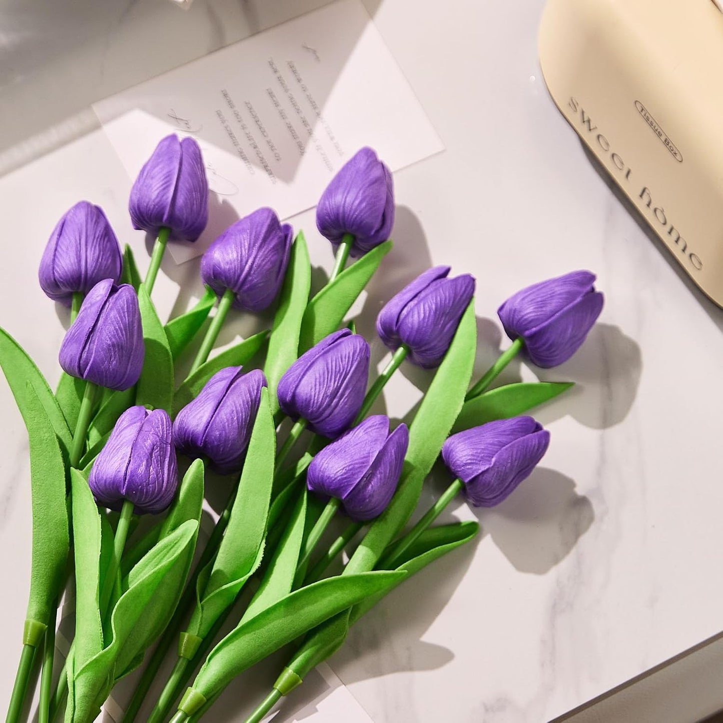 30 Pcs Tulips Artificial Flowers Fake Pink Flowers Latex Tulips Real Touch 13" Silk Flower for Spring Mother's Day Easter Gifts in Bulk Home Kitchen Wedding Decorations