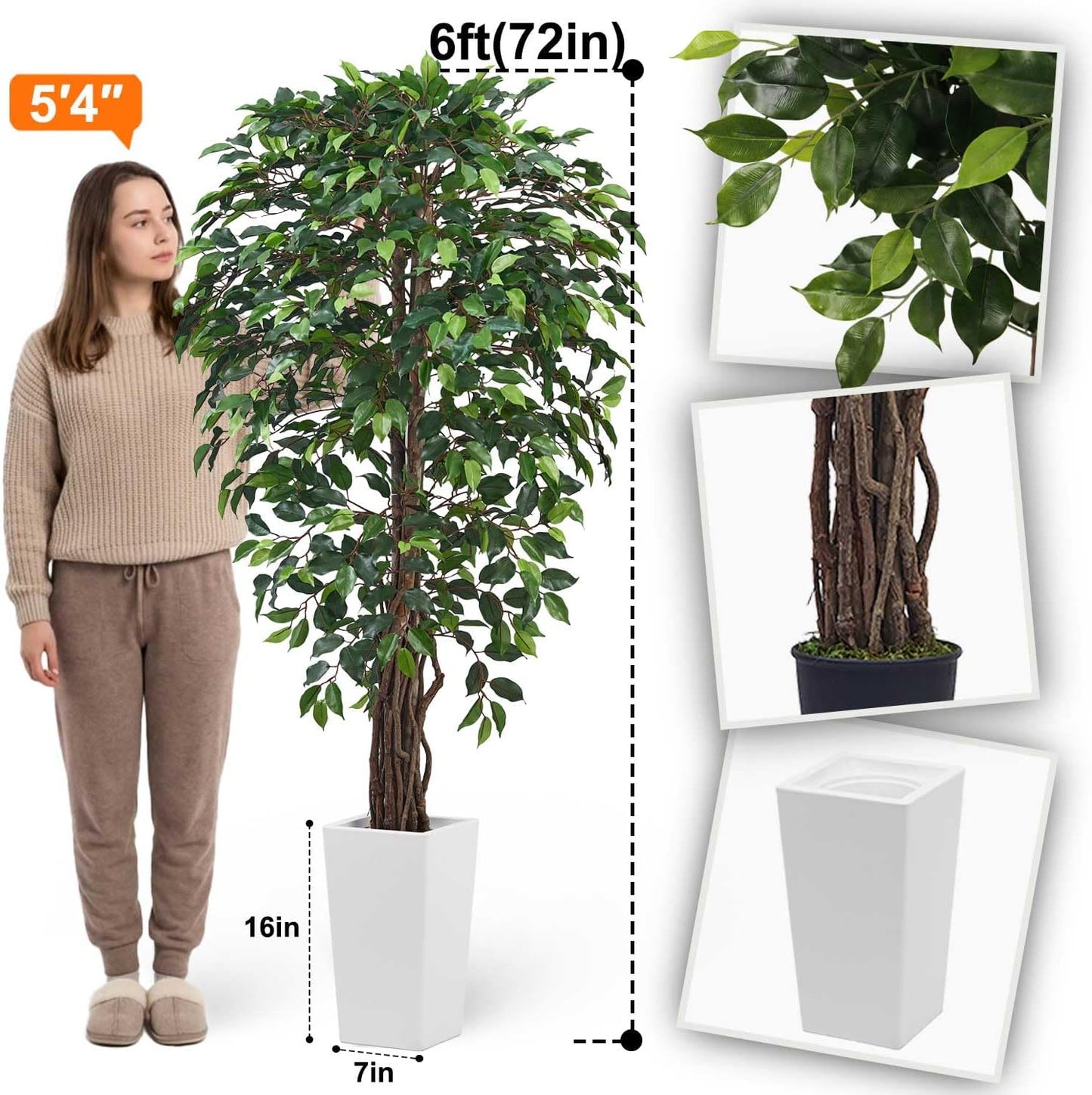 4ft Tall Artificial Monstera Deliciosa Plants, 4 Feet Faux Swiss Cheese Plants Fake Silk Tree with Pot for Indoor Outdoor Office House Living Room Home Decor (4 ft Tall Including Raised Pot)