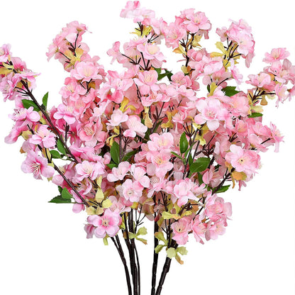 6Pcs Pink Artificial Cherry Blossom Branches for Home Decor, 27’’