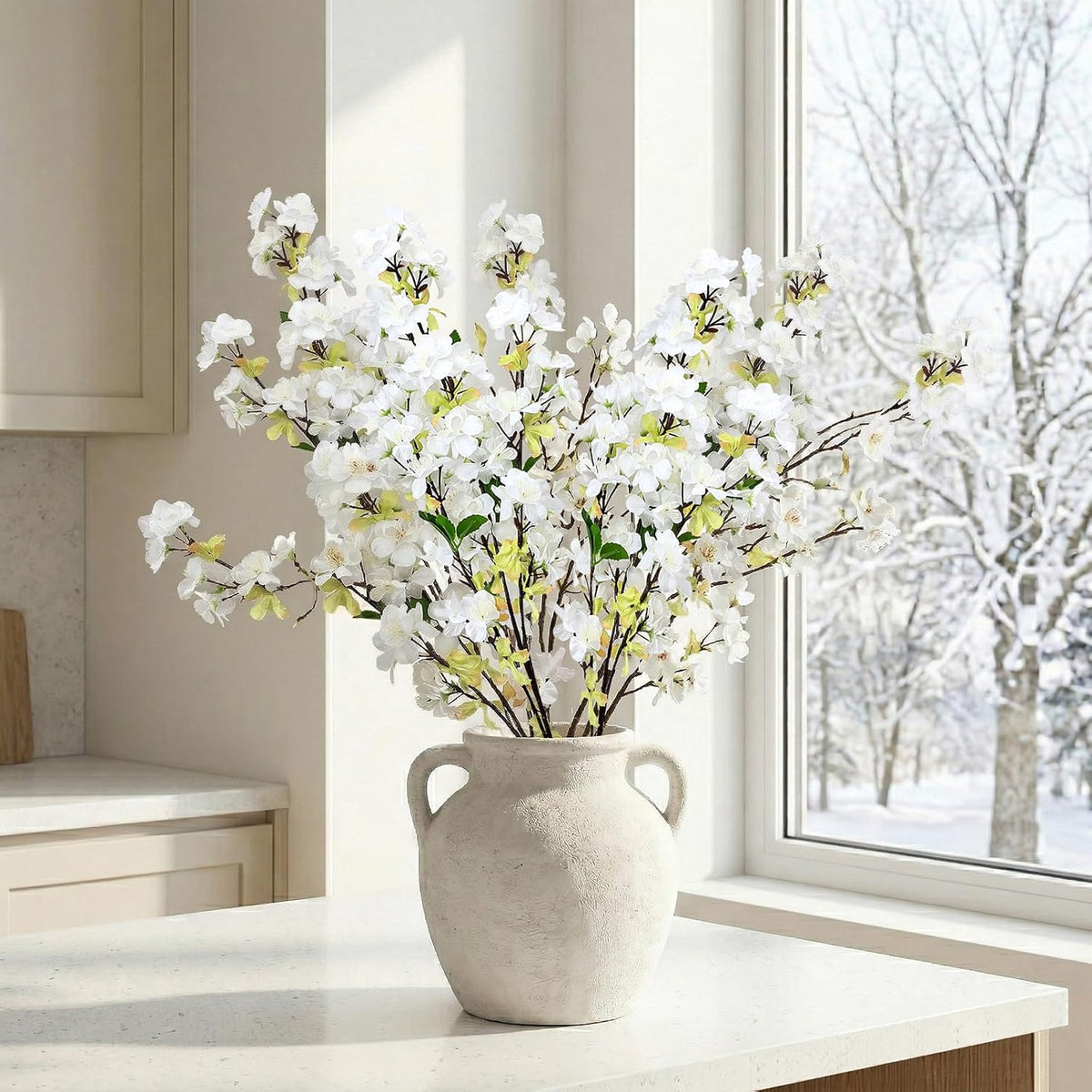 6Pcs Pink Artificial Cherry Blossom Branches for Home Decor, 27’’