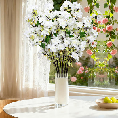 6Pcs Pink Artificial Cherry Blossom Branches for Home Decor, 27’’