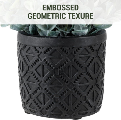 MyGift Artificial Eucalyptus Plant in Modern Gray Concrete Pots